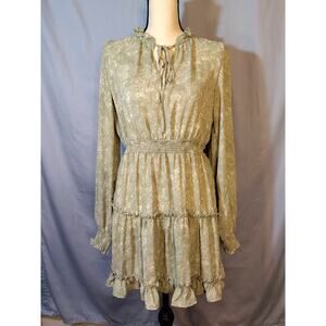 Mine Green Snakeskin Print Boho Dress